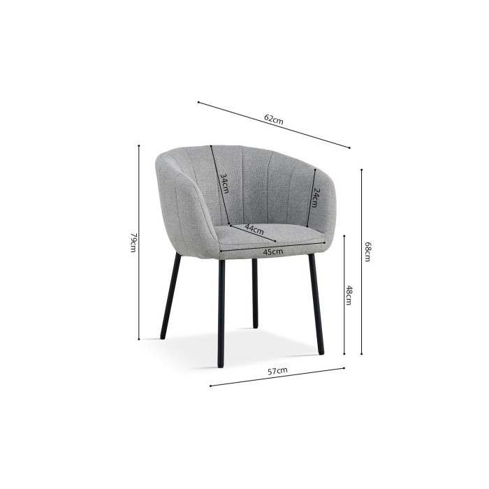 Chaise SEVILLE Tissu Gris clair, dimension H79 x L57 x P62, idéal pour votre cuisine ou salle à manger