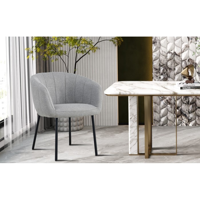 Chaise SEVILLE Tissu Gris clair, dimension H79 x L57 x P62, idéal pour votre cuisine ou salle à manger
