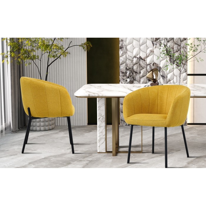 Chaise SEVILLE Tissu Jaune, dimension H79 x L57 x P62, idéal pour votre cuisine ou salle à manger