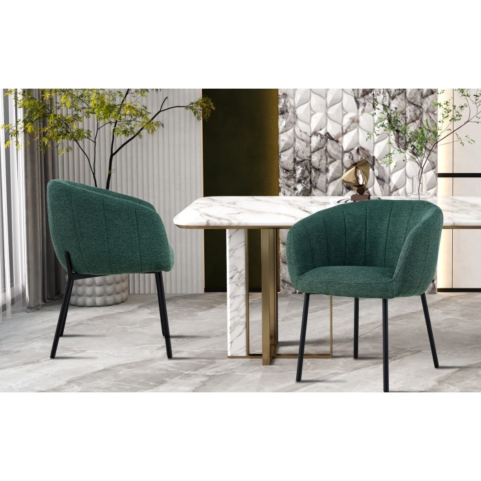 Chaise SEVILLE Tissu Vert, dimension H79 x L57 x P62, idéal pour votre cuisine ou salle à manger