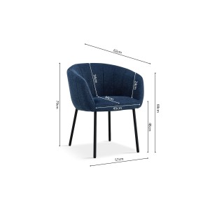 Chaise SEVILLE Tissu Bleu, dimension H79 x L57 x P62, idéal pour votre cuisine ou salle à manger