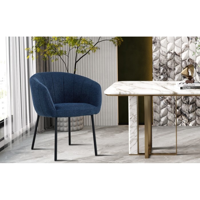 Chaise SEVILLE Tissu Bleu, dimension H79 x L57 x P62, idéal pour votre cuisine ou salle à manger