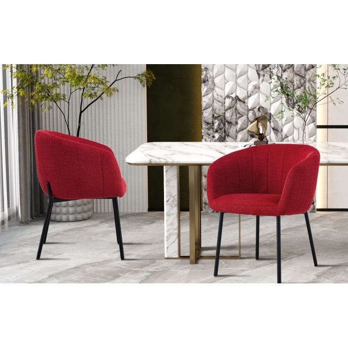 Chaise SEVILLE Tissu Rouge, dimension H79 x L57 x P62, idéal pour votre cuisine ou salle à manger