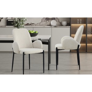 Chaise BALBOA Tissu Bouclé Beige, dimension H88 x L60 x P57, idéal pour votre cuisine ou salle à manger