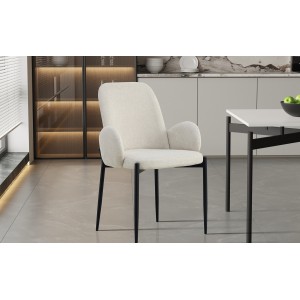 Chaise BALBOA Tissu Bouclé Beige, dimension H88 x L60 x P57, idéal pour votre cuisine ou salle à manger