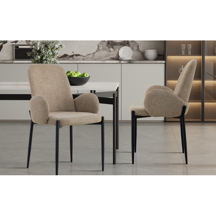Chaise BALBOA Tissu Bouclé Sable, dimension H88 x L60 x P57, idéal pour votre cuisine ou salle à manger