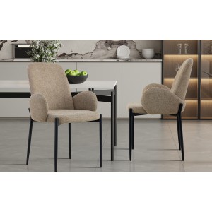 Chaise BALBOA Tissu Bouclé Sable, dimension H88 x L60 x P57, idéal pour votre cuisine ou salle à manger