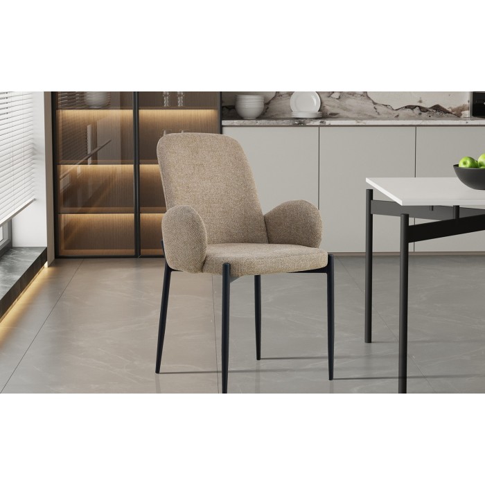 Chaise BALBOA Tissu Bouclé Sable, dimension H88 x L60 x P57, idéal pour votre cuisine ou salle à manger