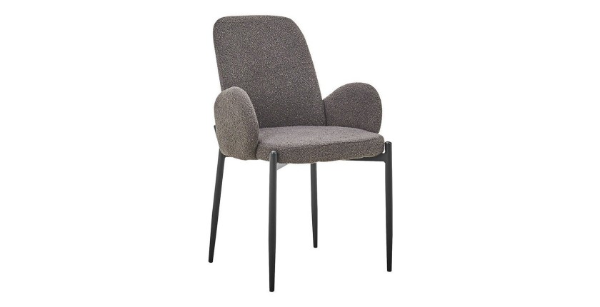 Chaise BALBOA Tissu Bouclé Gris, dimension H88 x L60 x P57, idéal pour votre cuisine ou salle à manger