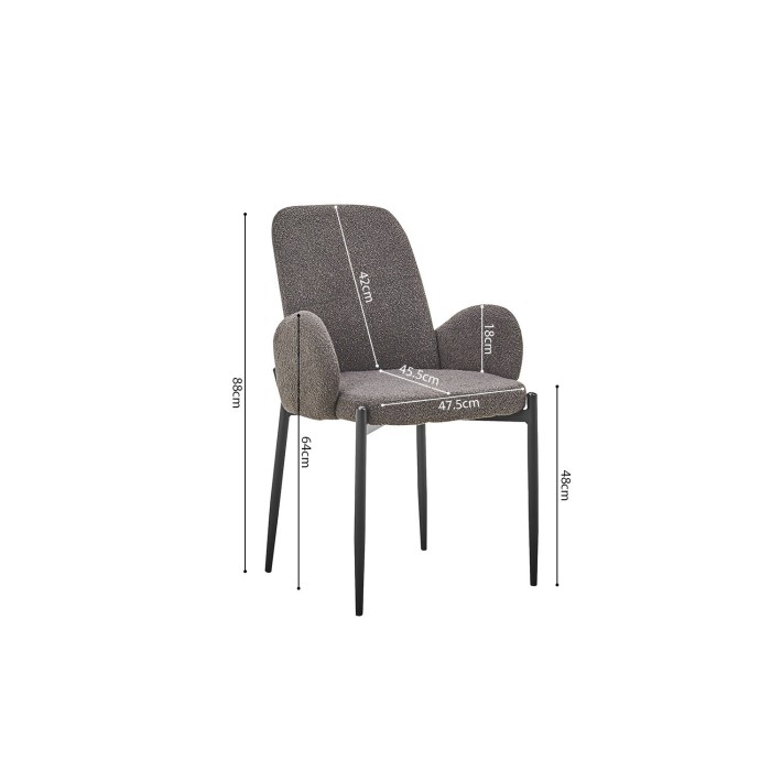 Chaise BALBOA Tissu Bouclé Gris, dimension H88 x L60 x P57, idéal pour votre cuisine ou salle à manger