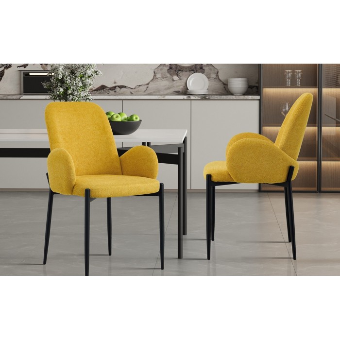 Chaise BALBOA Tissu Jaune, dimension H88 x L60 x P57, idéal pour votre cuisine ou salle à manger
