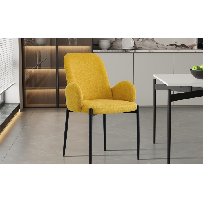 Chaise BALBOA Tissu Jaune, dimension H88 x L60 x P57, idéal pour votre cuisine ou salle à manger