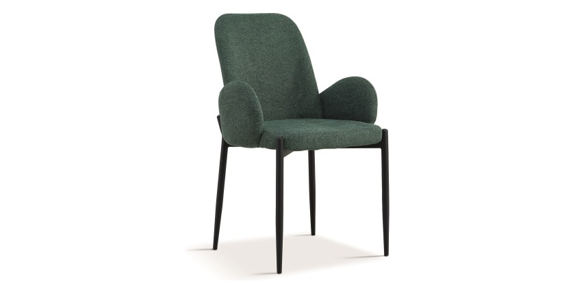 Chaise BALBOA Tissu Vert, dimension H88 x L60 x P57, idéal pour votre cuisine ou salle à manger