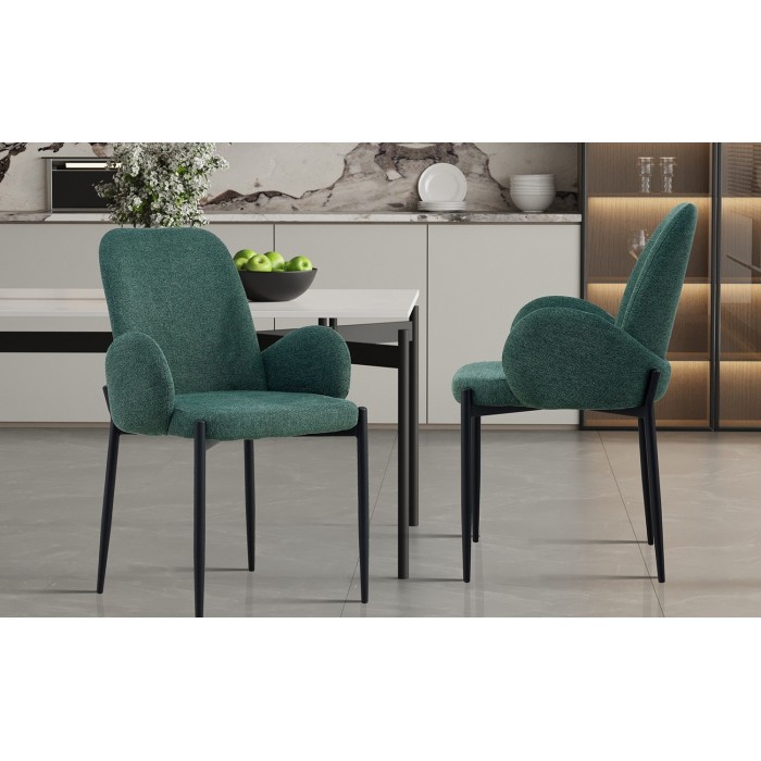 Chaise BALBOA Tissu Vert, dimension H88 x L60 x P57, idéal pour votre cuisine ou salle à manger