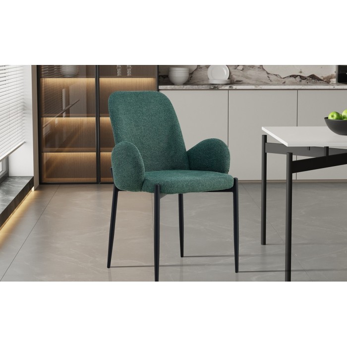 Chaise BALBOA Tissu Vert, dimension H88 x L60 x P57, idéal pour votre cuisine ou salle à manger