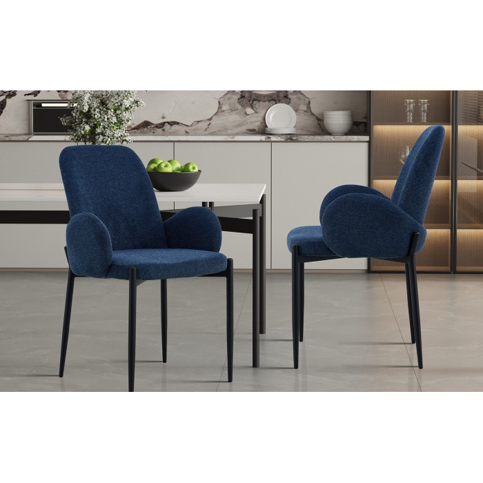 Chaise BALBOA Tissu Bleu, dimension H88 x L60 x P57, idéal pour votre cuisine ou salle à manger