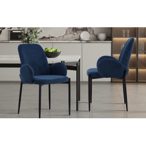 Chaise BALBOA Tissu Bleu, dimension H88 x L60 x P57, idéal pour votre cuisine ou salle à manger