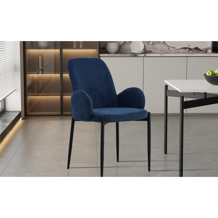 Chaise BALBOA Tissu Bleu, dimension H88 x L60 x P57, idéal pour votre cuisine ou salle à manger