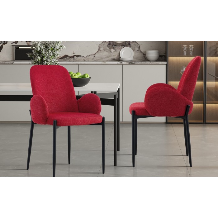 Chaise BALBOA Tissu Rouge, dimension H88 x L60 x P57, idéal pour votre cuisine ou salle à manger