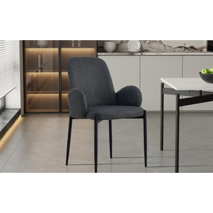 Chaise BALBOA Tissu Gris foncé, dimension H88 x L60 x P57, idéal pour votre cuisine ou salle à manger