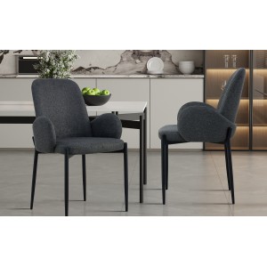 Chaise BALBOA Tissu Gris foncé, dimension H88 x L60 x P57, idéal pour votre cuisine ou salle à manger