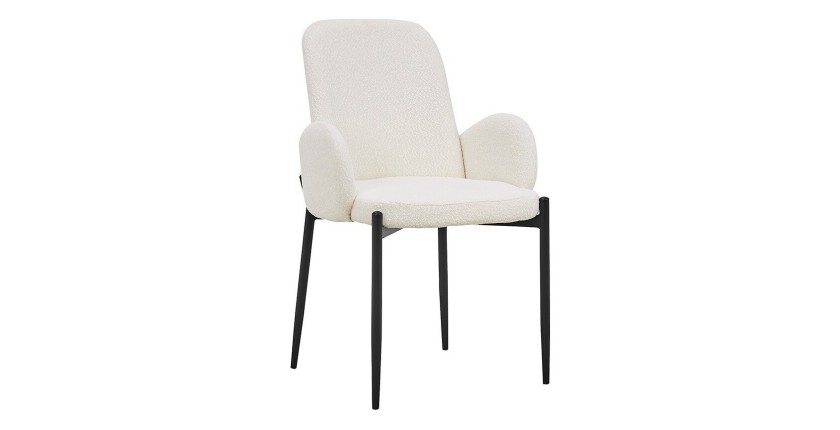 Chaise BALBOA tissu bouclé blanc, dimension H88 x L60 x P57, idéal pour votre cuisine ou salle à manger