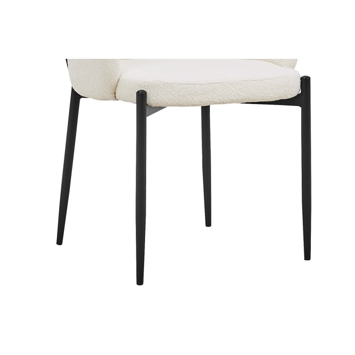 Chaise BALBOA tissu bouclé blanc, dimension H88 x L60 x P57, idéal pour votre cuisine ou salle à manger
