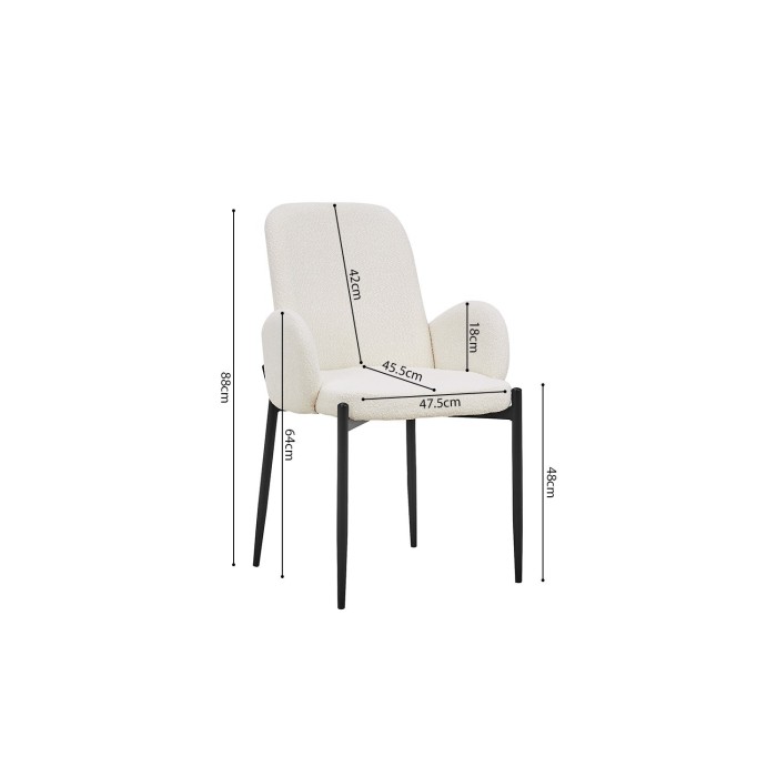 Chaise BALBOA tissu bouclé blanc, dimension H88 x L60 x P57, idéal pour votre cuisine ou salle à manger