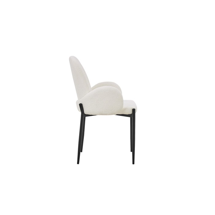 Chaise BALBOA tissu bouclé blanc, dimension H88 x L60 x P57, idéal pour votre cuisine ou salle à manger