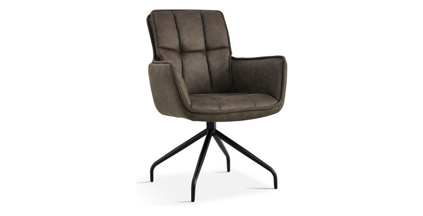 Chaise pivotante en tissu brun gris pour salle à manger. Collection IBIZ