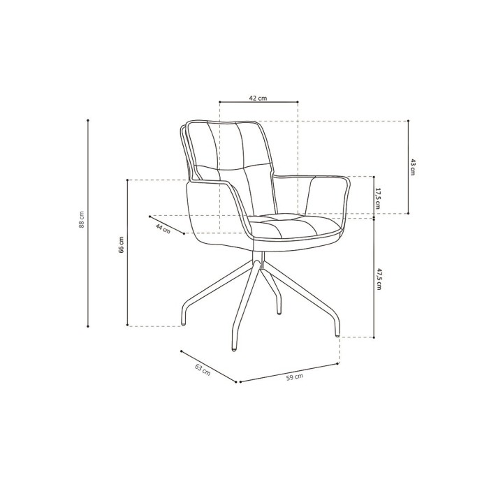 Chaise pivotante en tissu brun gris pour salle à manger. Collection IBIZ
