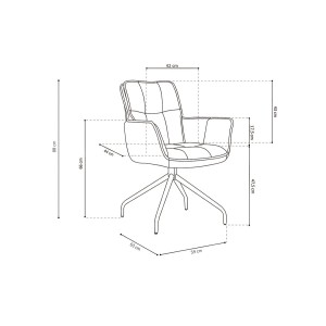 Chaise pivotante en tissu brun gris pour salle à manger. Collection IBIZ
