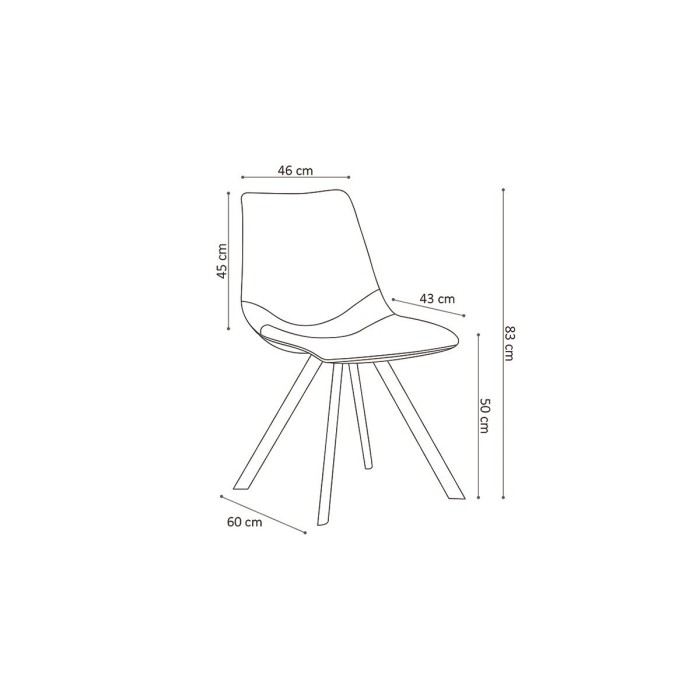 Chaise EMET PU Cognac, dimension H83 x L46 x P60 cm, idéal pour votre cuisine ou salle à manger