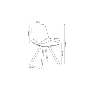Chaise EMET PU Cognac, dimension H83 x L46 x P60 cm, idéal pour votre cuisine ou salle à manger