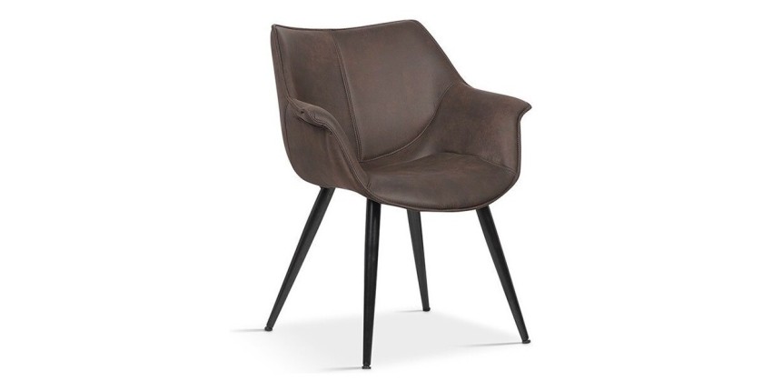 Chaise MILANO PU Micro fibre Brun, dimensions: H81 x L69 x P77 cm, idéal pour votre salle a manger ou cuisine