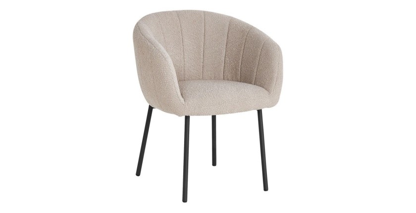 Chaise SEVILLE Tissu bouclé Sable, dimension H79 x L57 x P62, idéal pour votre cuisine ou salle à manger