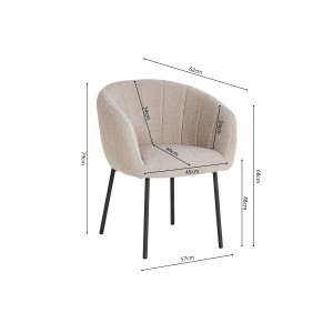 Chaise SEVILLE Tissu bouclé Sable, dimension H79 x L57 x P62, idéal pour votre cuisine ou salle à manger