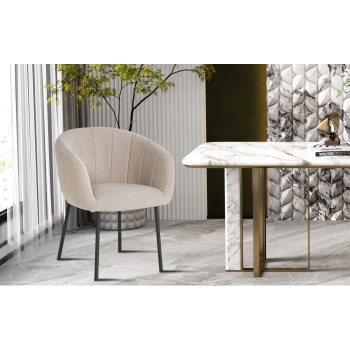 Chaise SEVILLE Tissu bouclé Sable, dimension H79 x L57 x P62, idéal pour votre cuisine ou salle à manger