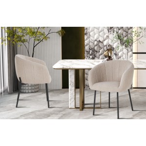 Chaise SEVILLE Tissu bouclé Sable, dimension H79 x L57 x P62, idéal pour votre cuisine ou salle à manger
