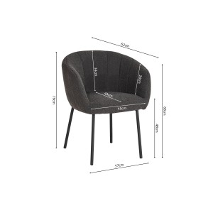 Chaise SEVILLE Tissu bouclé Gris, dimension H79 x L57 x P62, idéal pour votre cuisine ou salle à manger