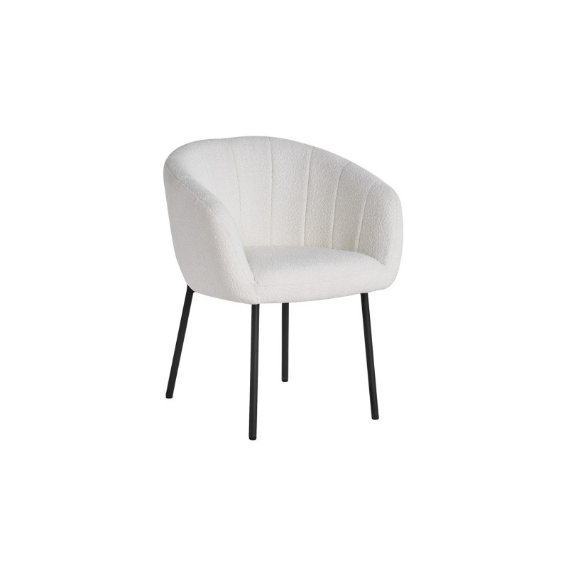 Chaise SEVILLE Tissu bouclé blanc, dimension H79 x L57 x P62, idéal pour votre cuisine ou salle à manger