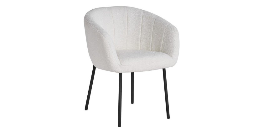 Chaise SEVILLE Tissu bouclé blanc, dimension H79 x L57 x P62, idéal pour votre cuisine ou salle à manger