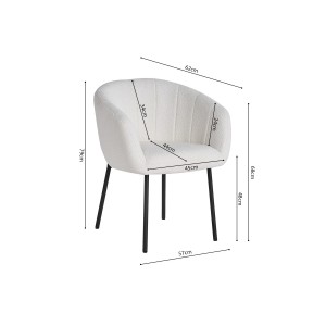 Chaise SEVILLE Tissu bouclé blanc, dimension H79 x L57 x P62, idéal pour votre cuisine ou salle à manger