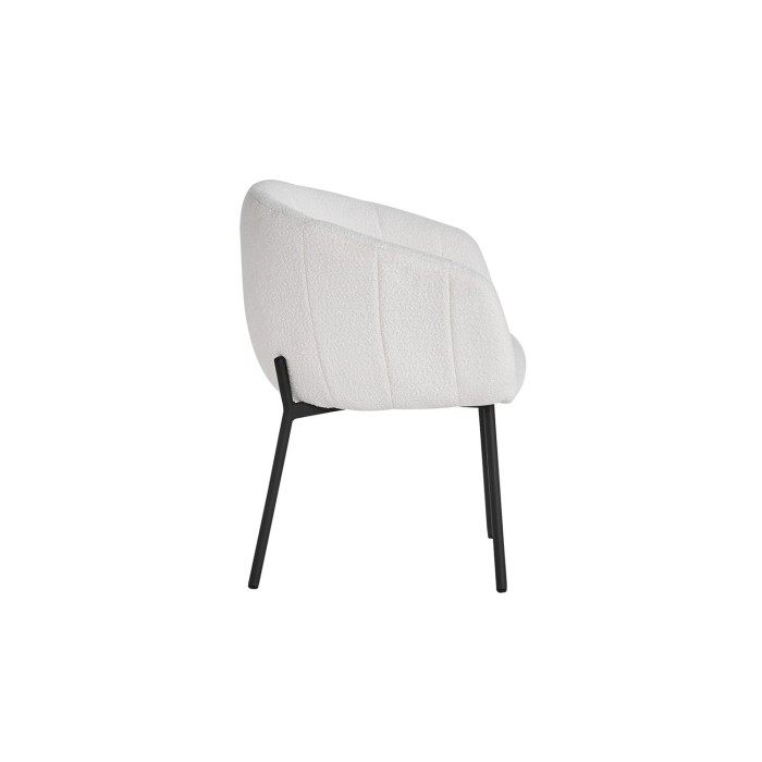 Chaise SEVILLE Tissu bouclé blanc, dimension H79 x L57 x P62, idéal pour votre cuisine ou salle à manger