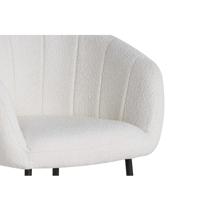 Chaise SEVILLE Tissu bouclé blanc, dimension H79 x L57 x P62, idéal pour votre cuisine ou salle à manger