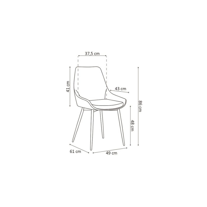Chaise MICRA PU Micro fibre Brun, dimensions: H86 x L49 x P61 cm, idéal pour un salon de prestige