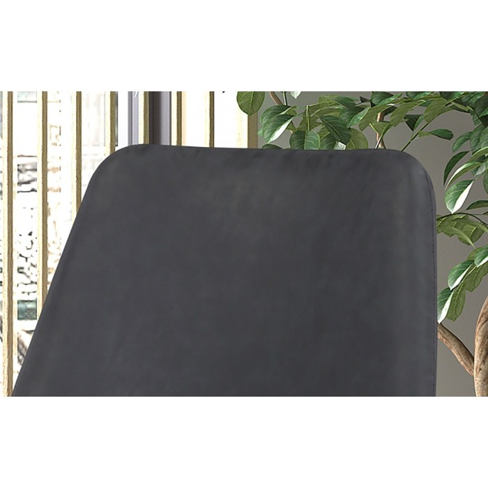 Chaise MICRA PU Gris foncé, dimensions: H86 x L49 x P61 cm, idéal pour un salon de prestige