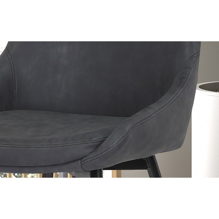 Chaise MICRA PU Gris foncé, dimensions: H86 x L49 x P61 cm, idéal pour un salon de prestige
