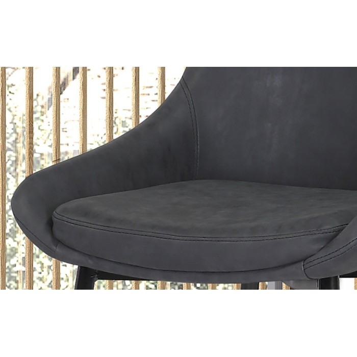 Chaise MICRA PU Gris foncé, dimensions: H86 x L49 x P61 cm, idéal pour un salon de prestige
