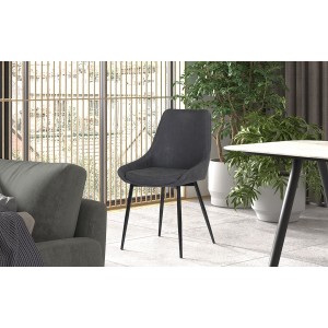 Chaise MICRA PU Gris foncé, dimensions: H86 x L49 x P61 cm, idéal pour un salon de prestige